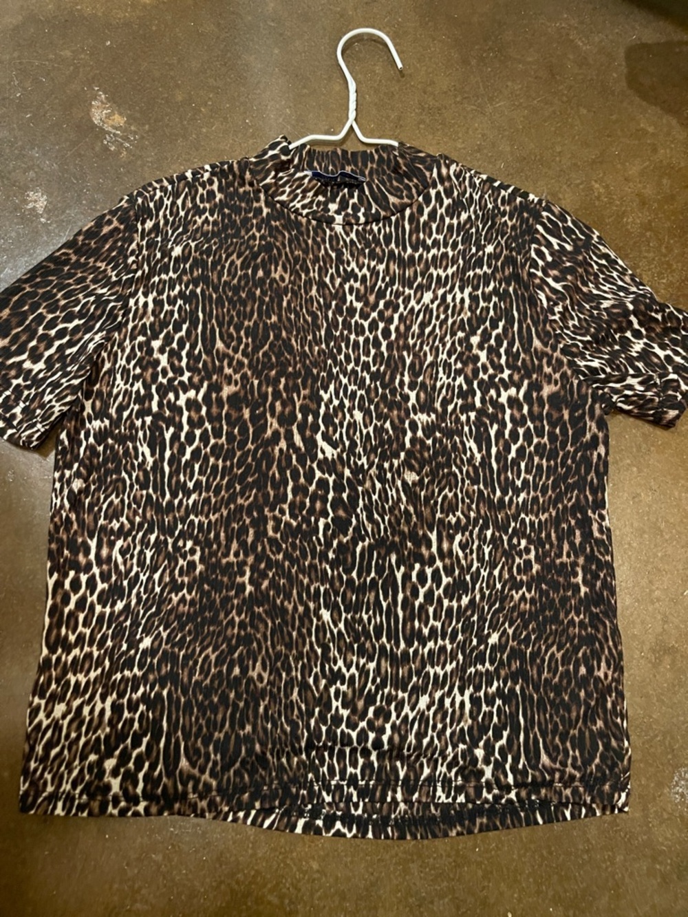Zara Men's Leopard Print Short Sleeve Shirt - Brown & Cream